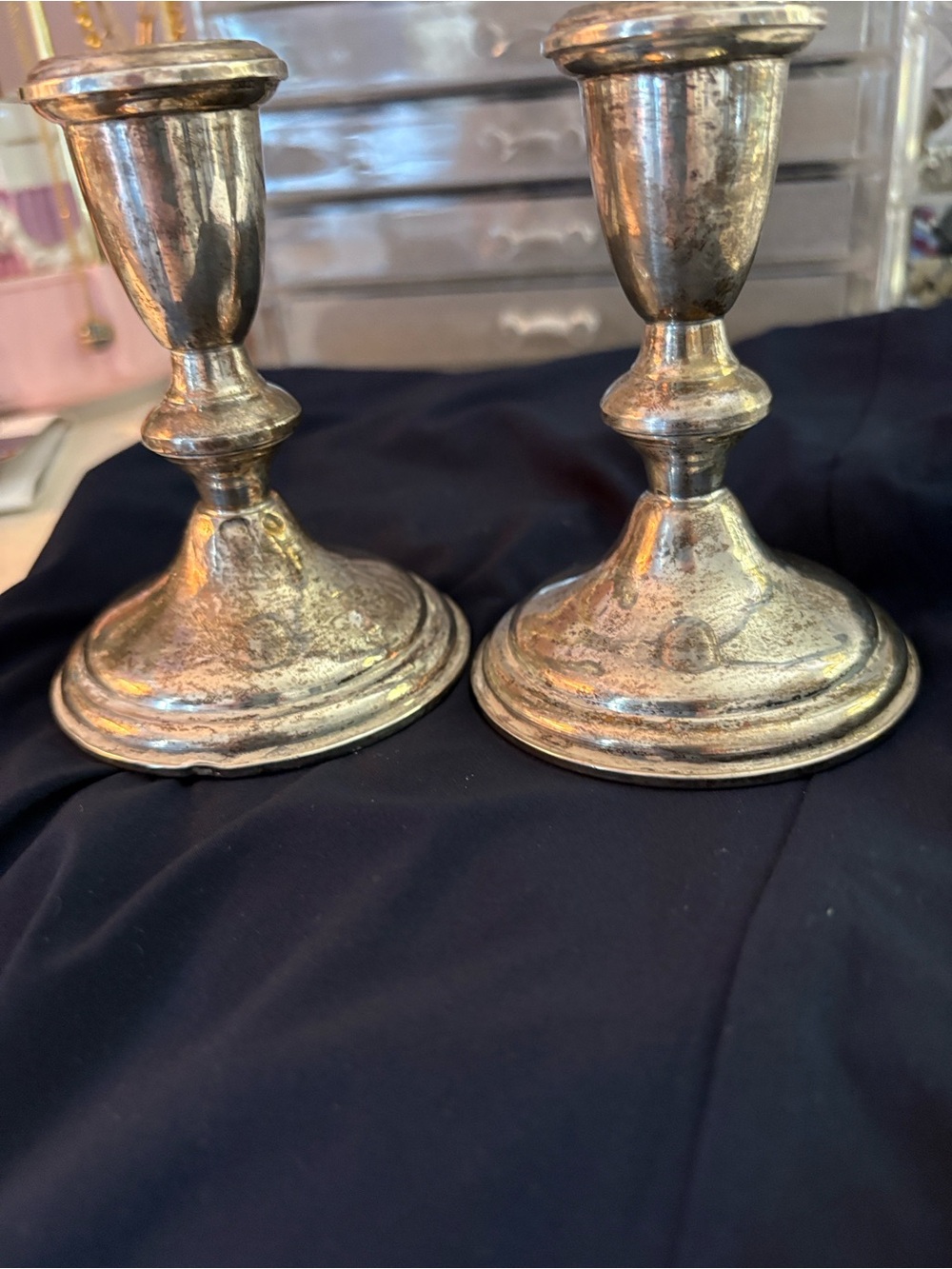 Reed & Barton Silver-Tone Pair of Candlesticks